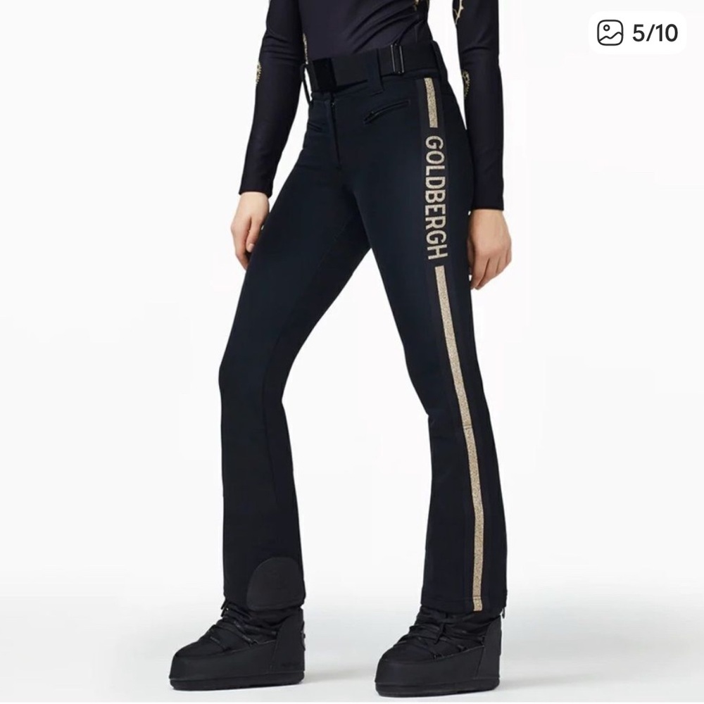 2 Piece Set - Goldbergh Cher Ski Pants 4 plus XS Top Glittering Gold Details